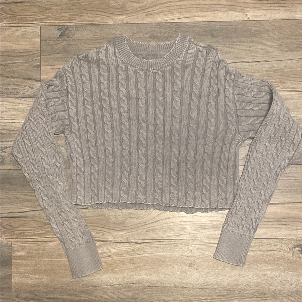 Gray Cable Knit Women's Sweater
